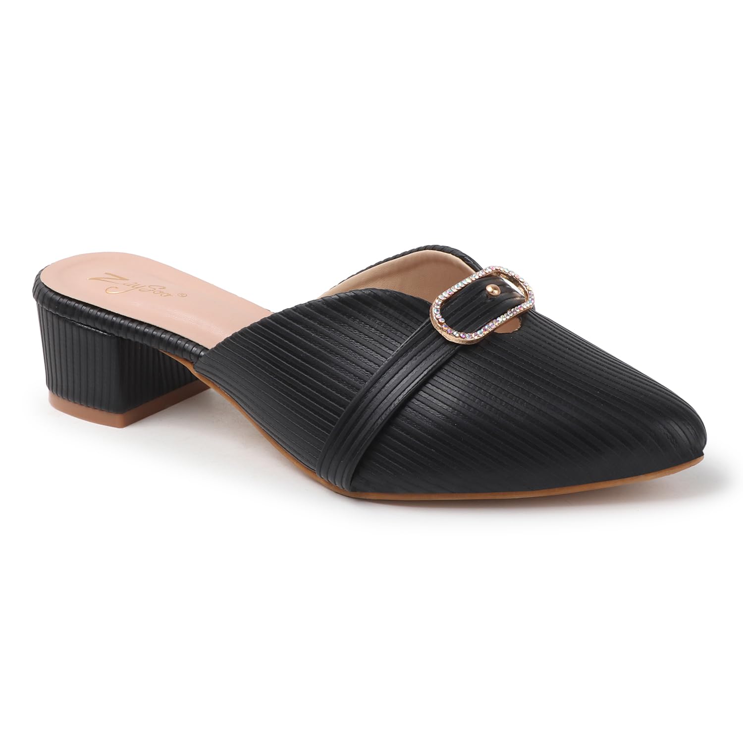 Buy ZaySoo Women's Block Heel Sandals, Pointed Toe Slip-On Mules